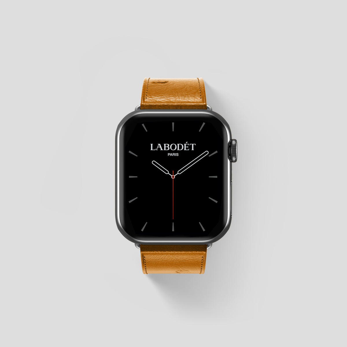 Chestnut Apple Watch 42mm Classic Strap Ostrich with Steel Metal -1 | Chestnut-Steel