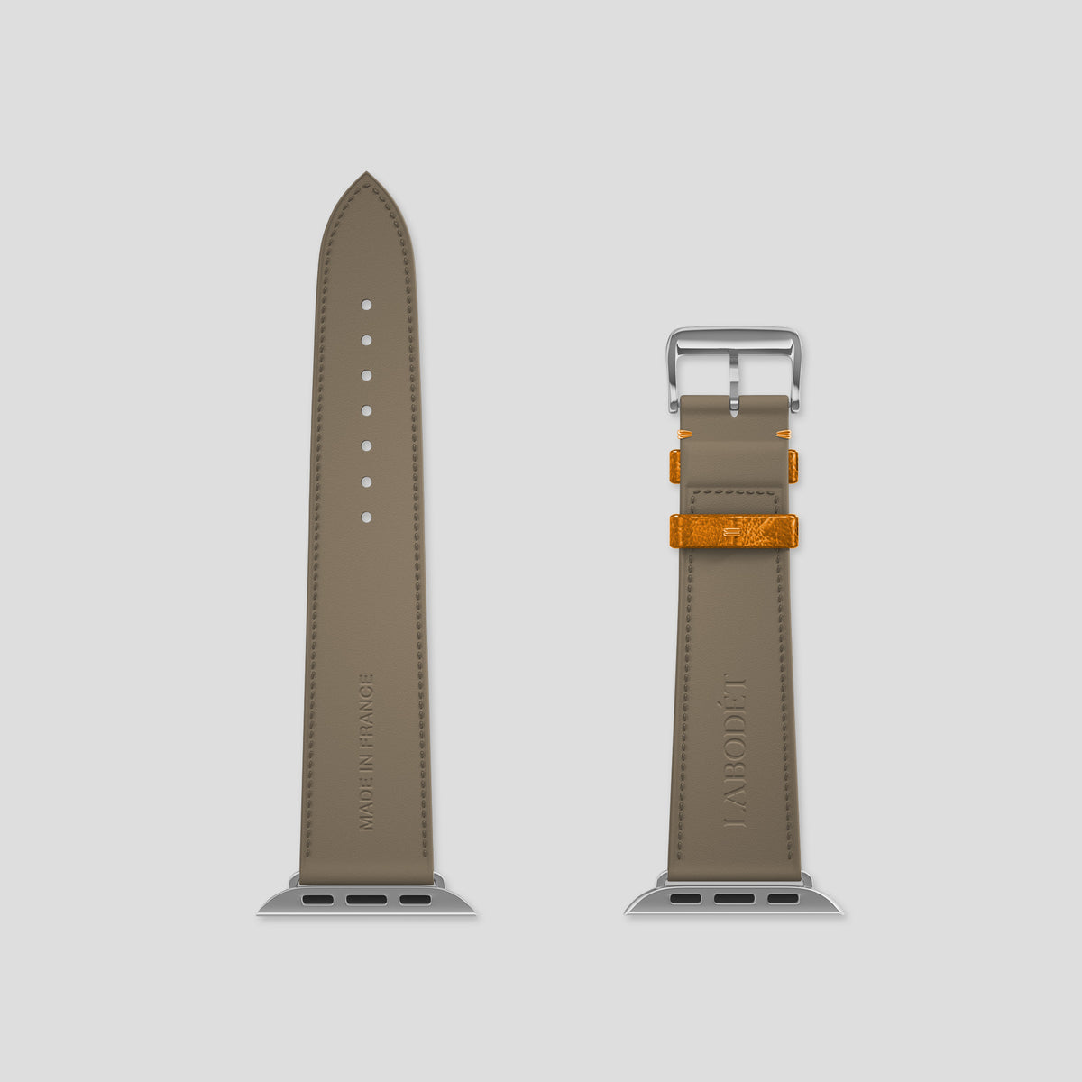 Chestnut Apple Watch 42mm Classic Strap Ostrich with Steel Metal -5 | Chestnut-Steel