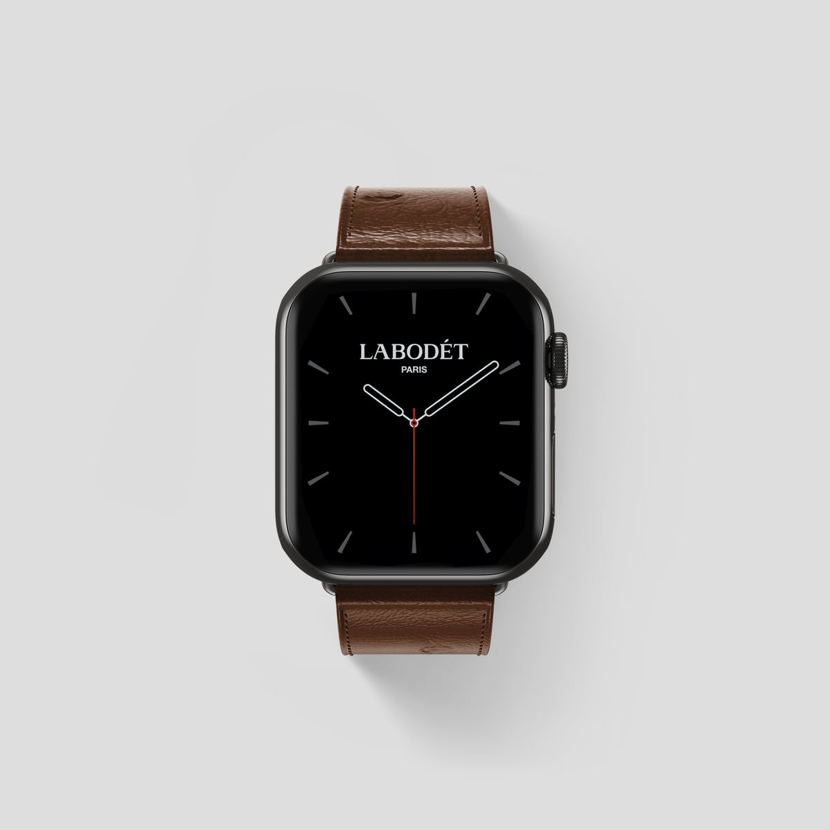 Chocolate Apple Watch 42mm Classic Strap Ostrich with Black Metal -1 | Chocolate-Black