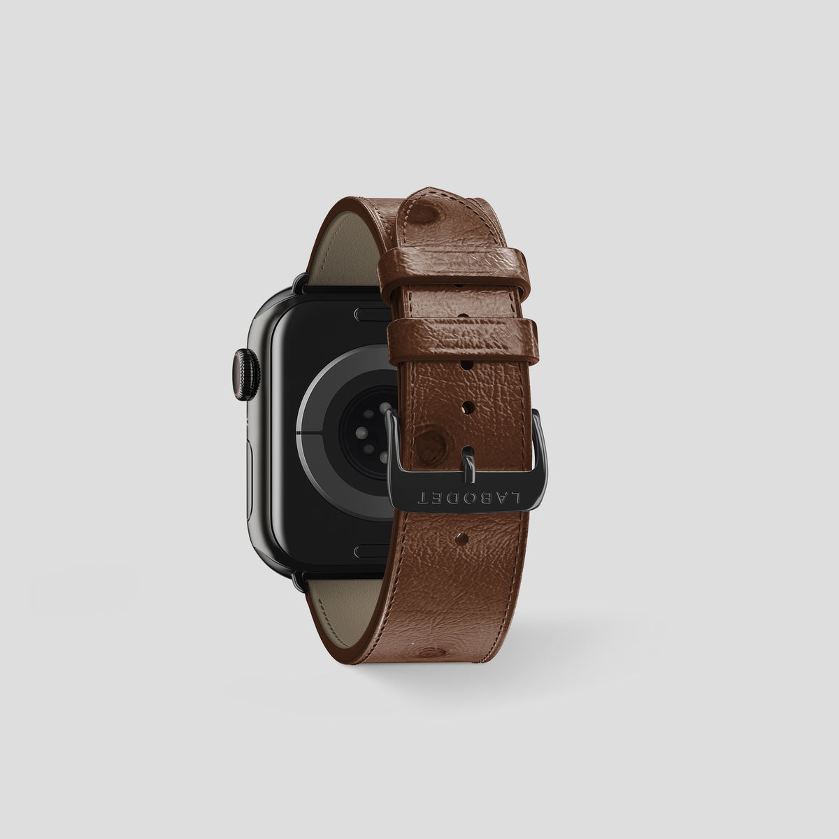 Chocolate Apple Watch 42mm Classic Strap Ostrich with Black Metal -2 | Chocolate-Black