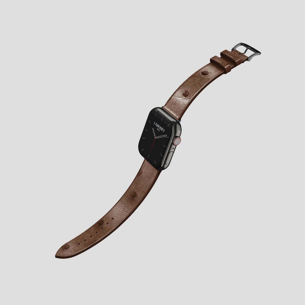 Chocolate Apple Watch 42mm Classic Strap Ostrich with Black Metal -3 | Chocolate-Black