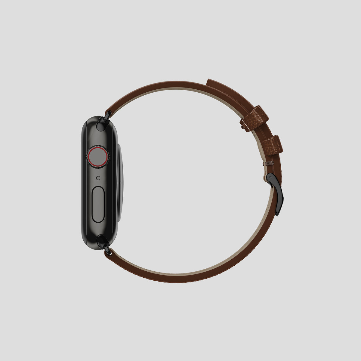 Chocolate Apple Watch 42mm Classic Strap Ostrich with Black Metal -4 | Chocolate-Black