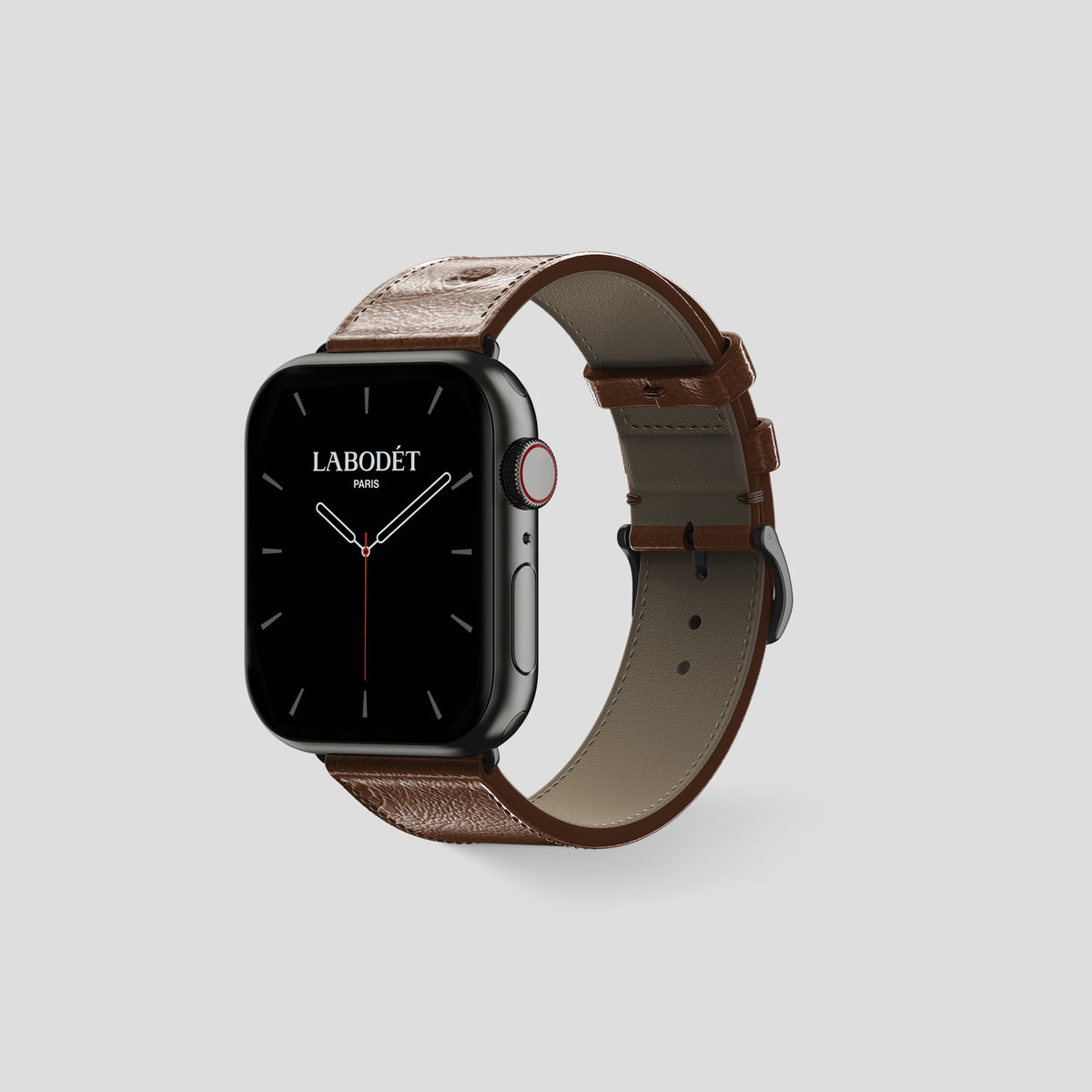 Chocolate Apple Watch 42mm Classic Strap Ostrich with Black Metal -6 | Chocolate-Black