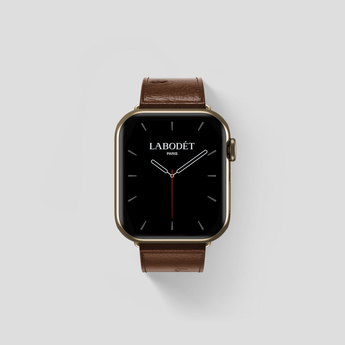 Chocolate Apple Watch 42mm Classic Strap Ostrich with Gold Metal -1 | Chocolate-Gold
