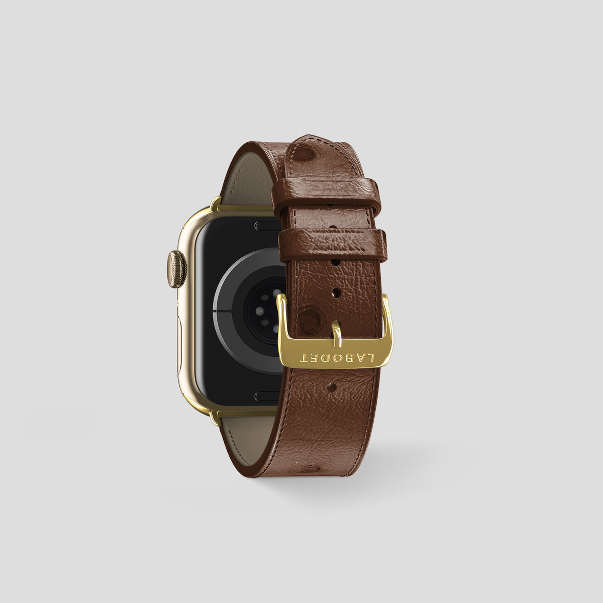 Chocolate Apple Watch 42mm Classic Strap Ostrich with Gold Metal -2 | Chocolate-Gold