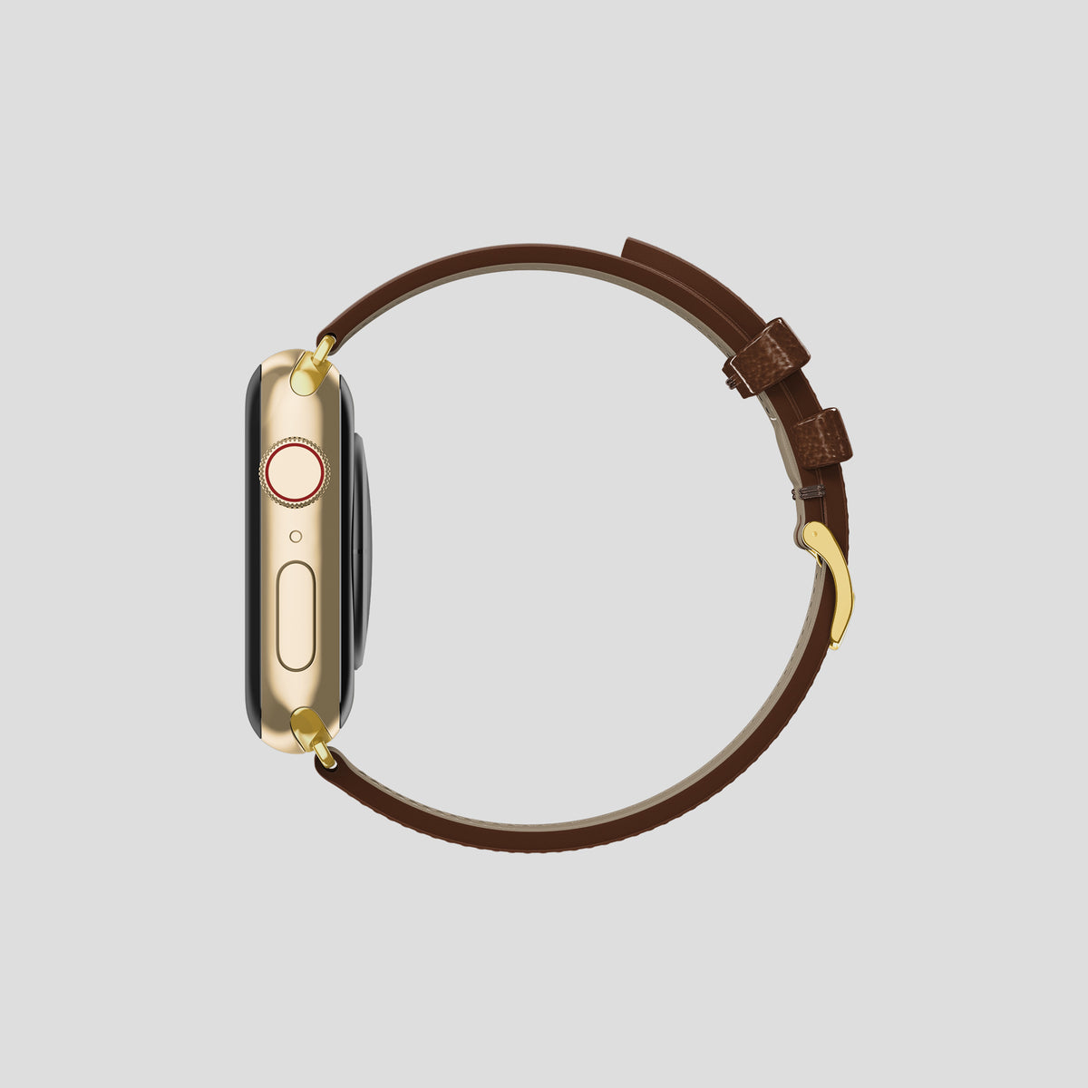 Chocolate Apple Watch 42mm Classic Strap Ostrich with Gold Metal -4 | Chocolate-Gold