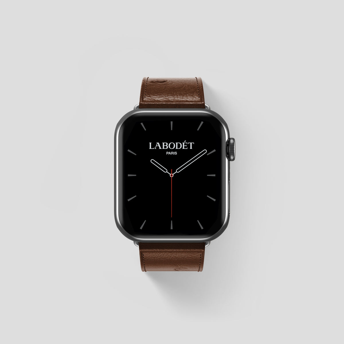 Chocolate Apple Watch 42mm Classic Strap Ostrich with Steel Metal -1 | Chocolate-Steel