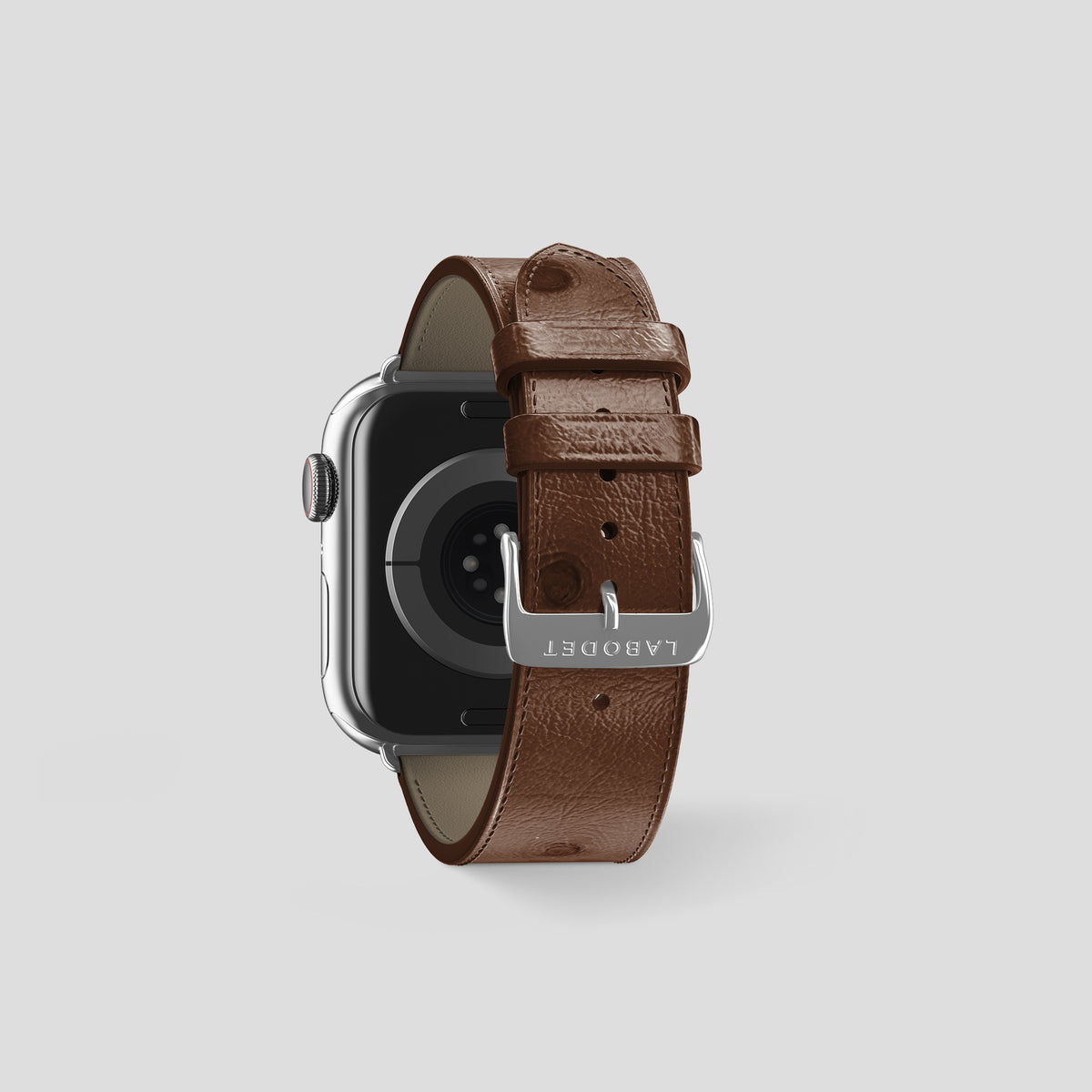 Chocolate Apple Watch 42mm Classic Strap Ostrich with Steel Metal -2 | Chocolate-Steel