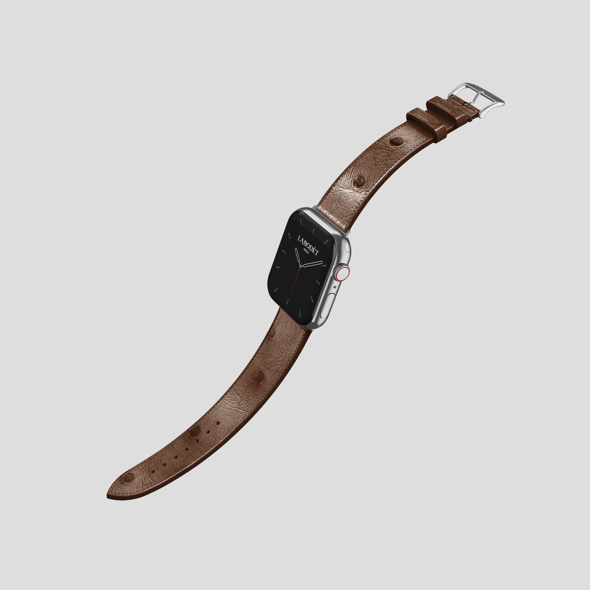Chocolate Apple Watch 42mm Classic Strap Ostrich with Steel Metal -3 | Chocolate-Steel