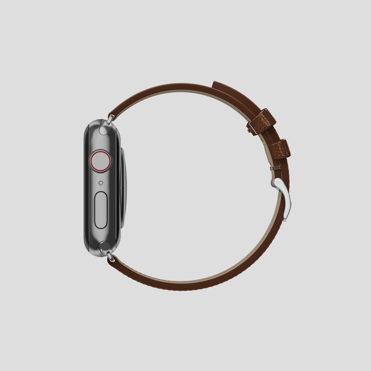 Chocolate Apple Watch 42mm Classic Strap Ostrich with Steel Metal -4 | Chocolate-Steel