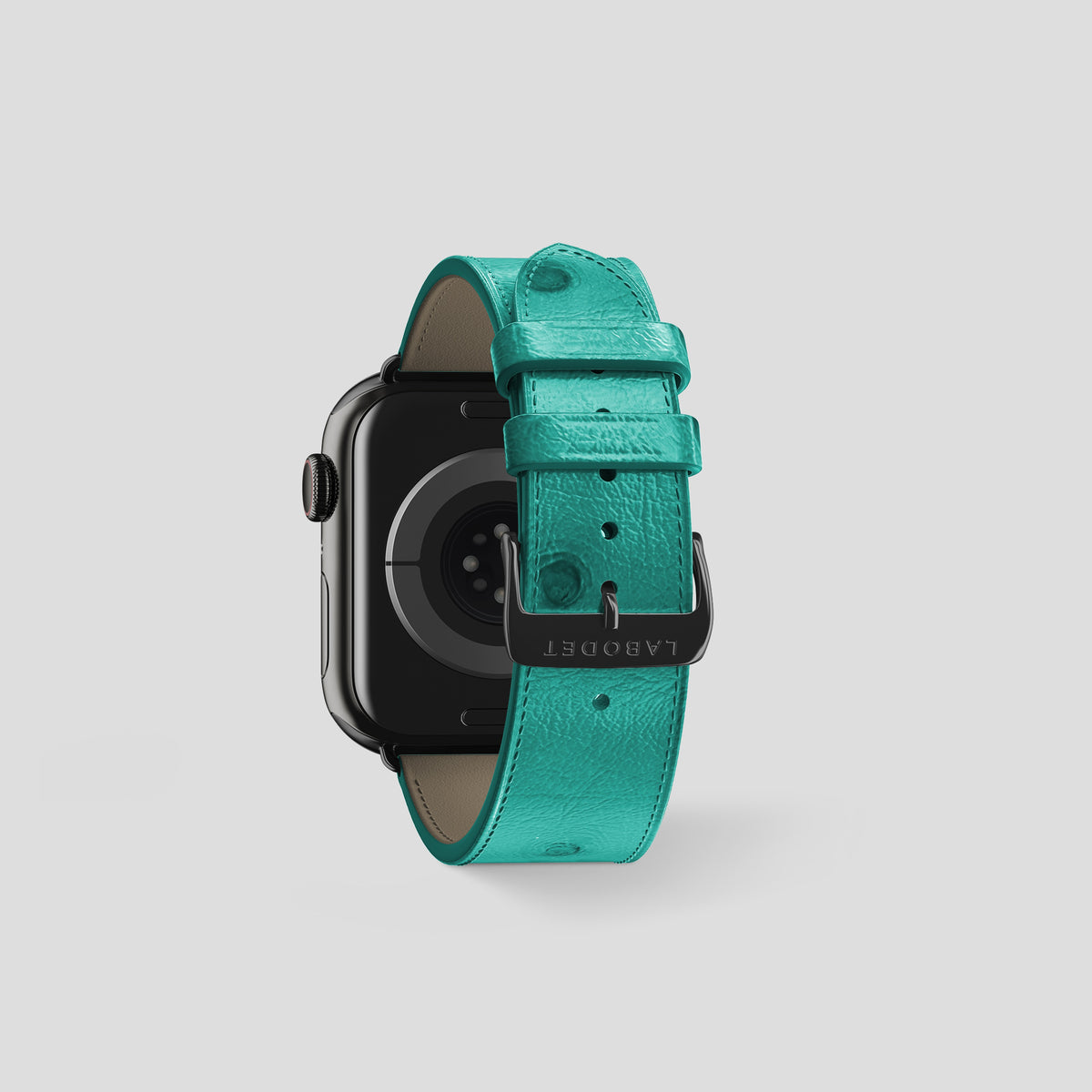 Turquoise Apple Watch 42mm Classic Strap Ostrich with Black Metal -2 | Turquoise-Black