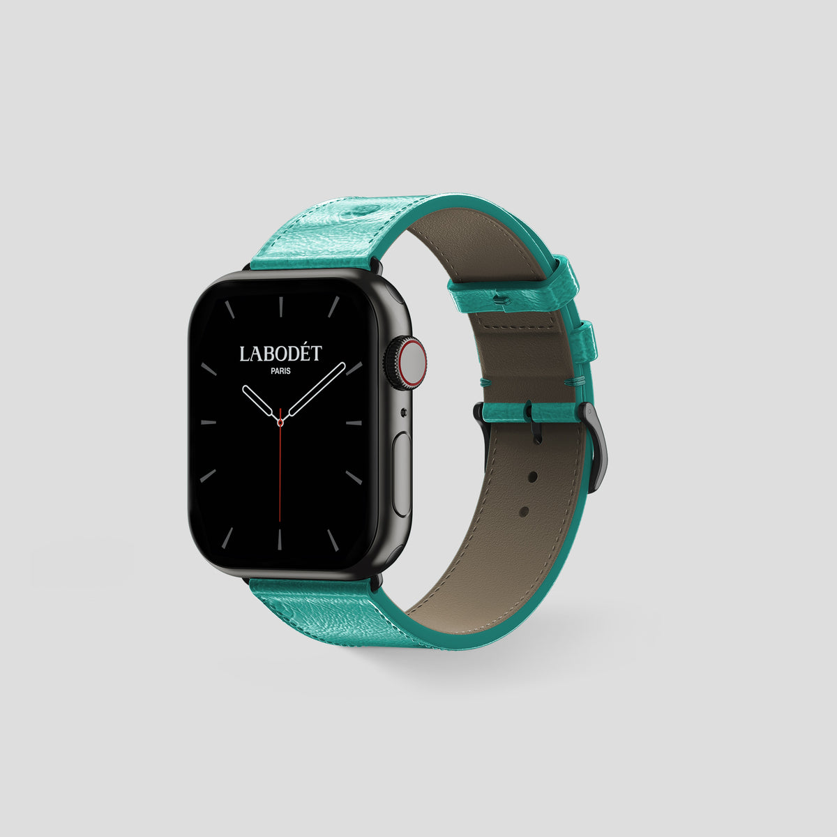 Turquoise Apple Watch 42mm Classic Strap Ostrich with Black Metal -6 | Turquoise-Black