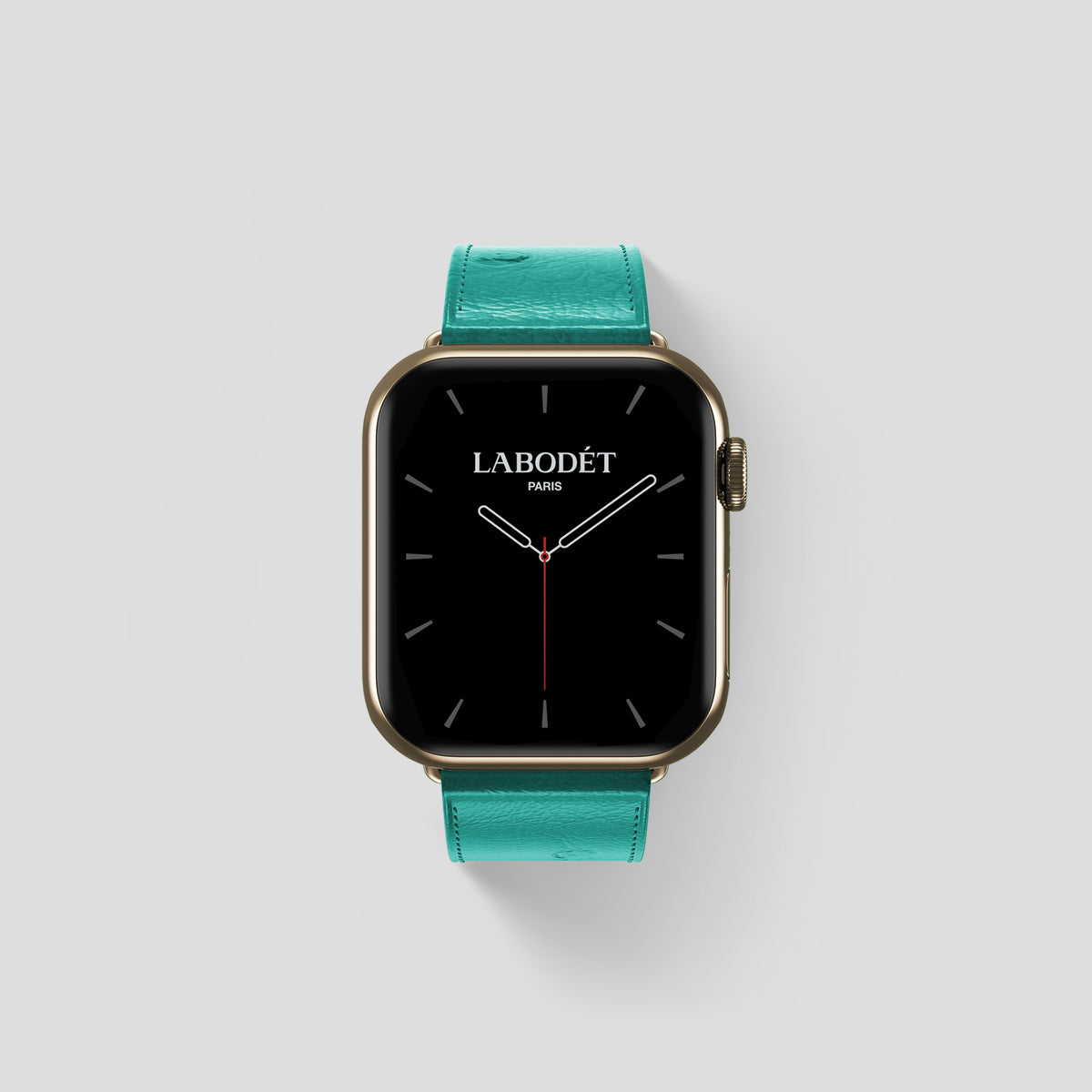 Turquoise Apple Watch 42mm Classic Strap Ostrich with Gold Metal -1 | Turquoise-Gold