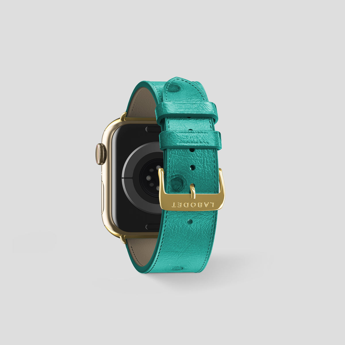 Turquoise Apple Watch 42mm Classic Strap Ostrich with Gold Metal -2 | Turquoise-Gold