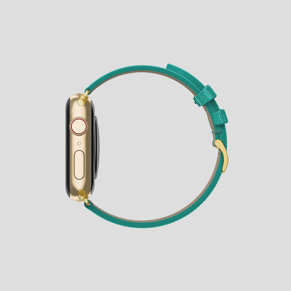 Turquoise Apple Watch 42mm Classic Strap Ostrich with Gold Metal -4 | Turquoise-Gold