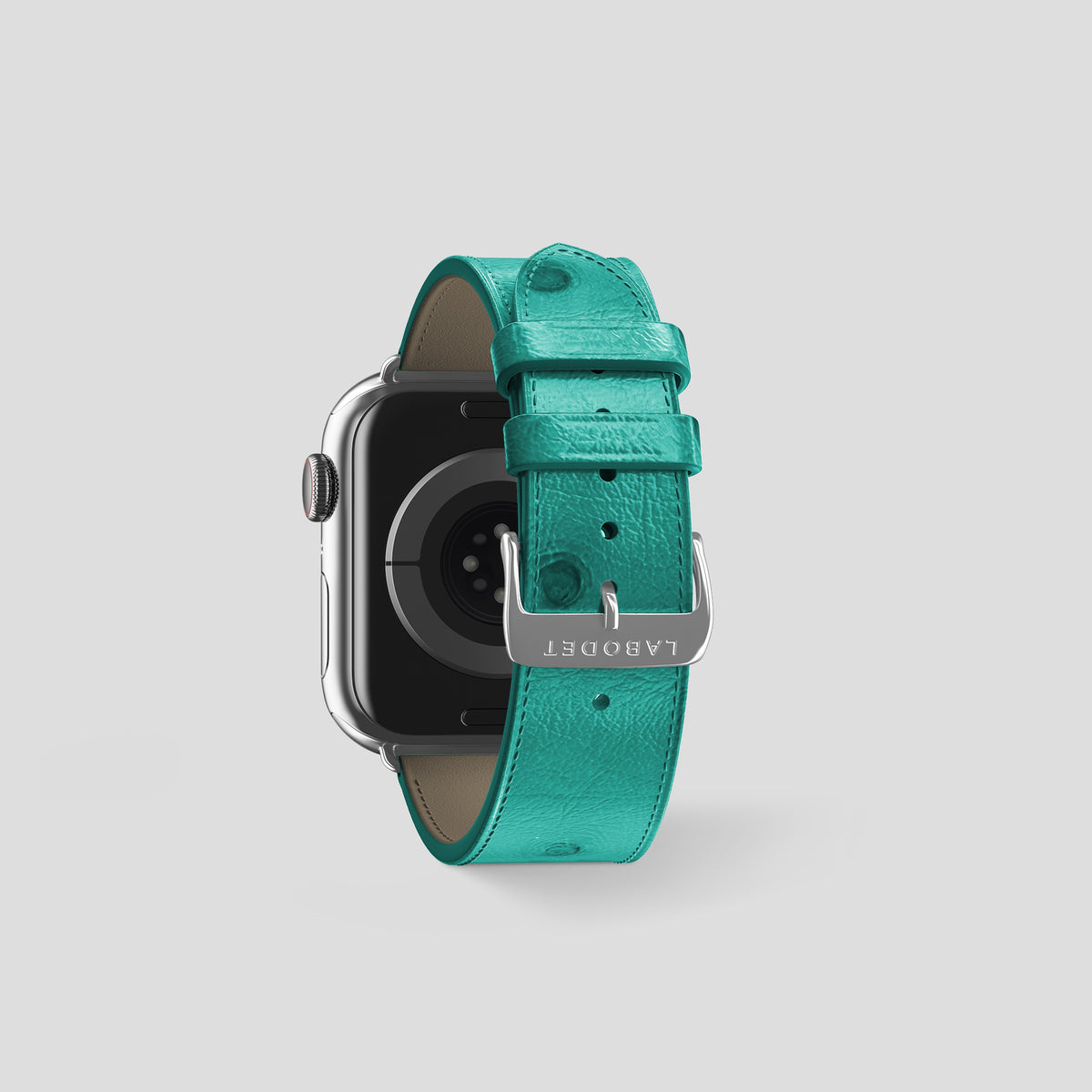 Turquoise Apple Watch 42mm Classic Strap Ostrich with Steel Metal -2 | Turquoise-Steel