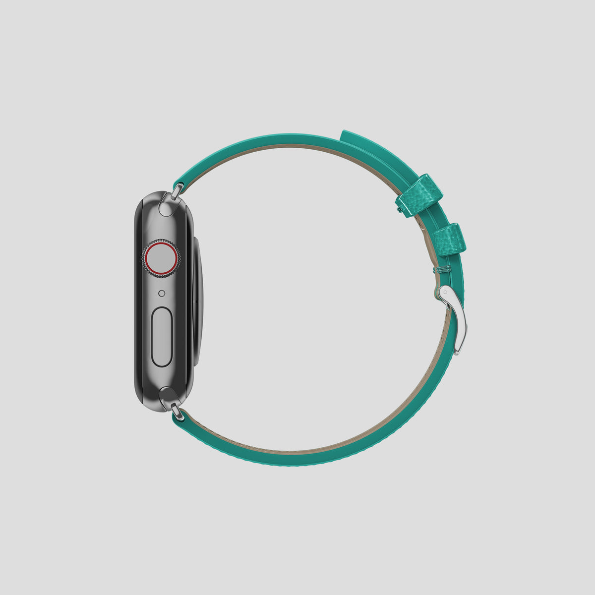 Turquoise Apple Watch 42mm Classic Strap Ostrich with Steel Metal -4 | Turquoise-Steel