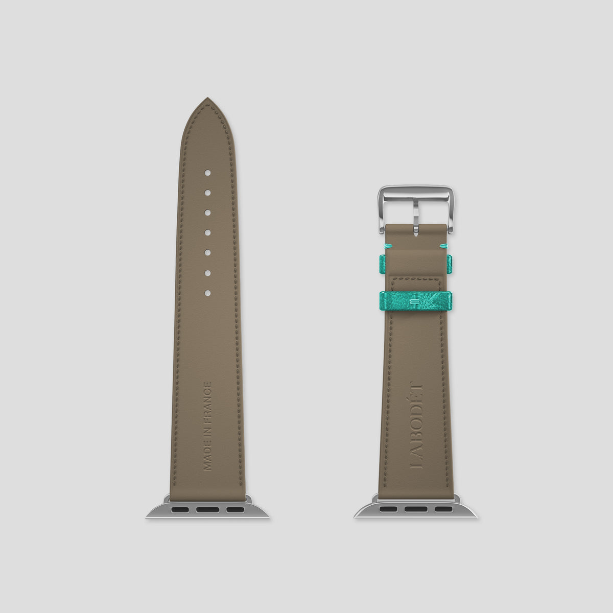 Turquoise Apple Watch 42mm Classic Strap Ostrich with Steel Metal -5 | Turquoise-Steel