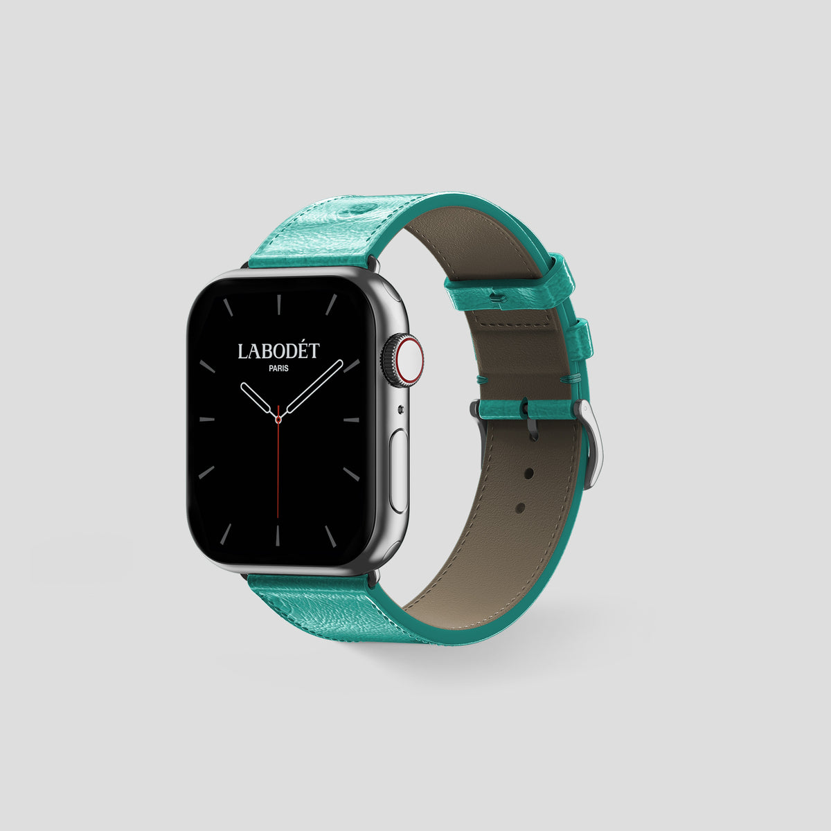 Turquoise Apple Watch 42mm Classic Strap Ostrich with Steel Metal -6 | Turquoise-Steel