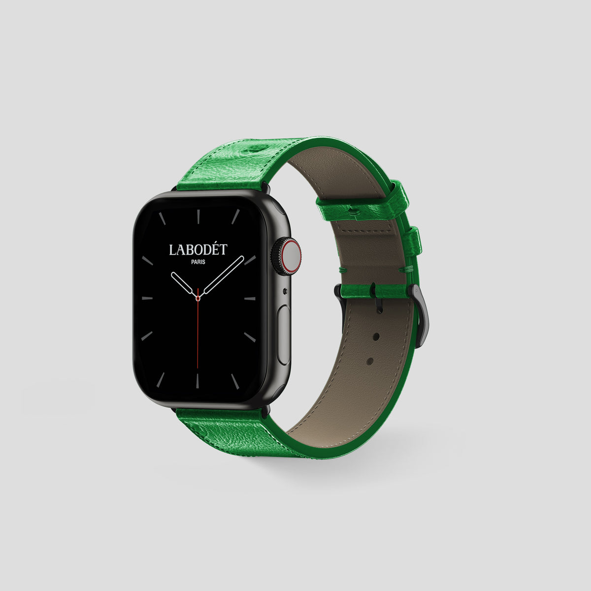 Kentucky Green Apple Watch 42mm Classic Strap Ostrich with Black Metal -6 | Kentucky-Green-Black