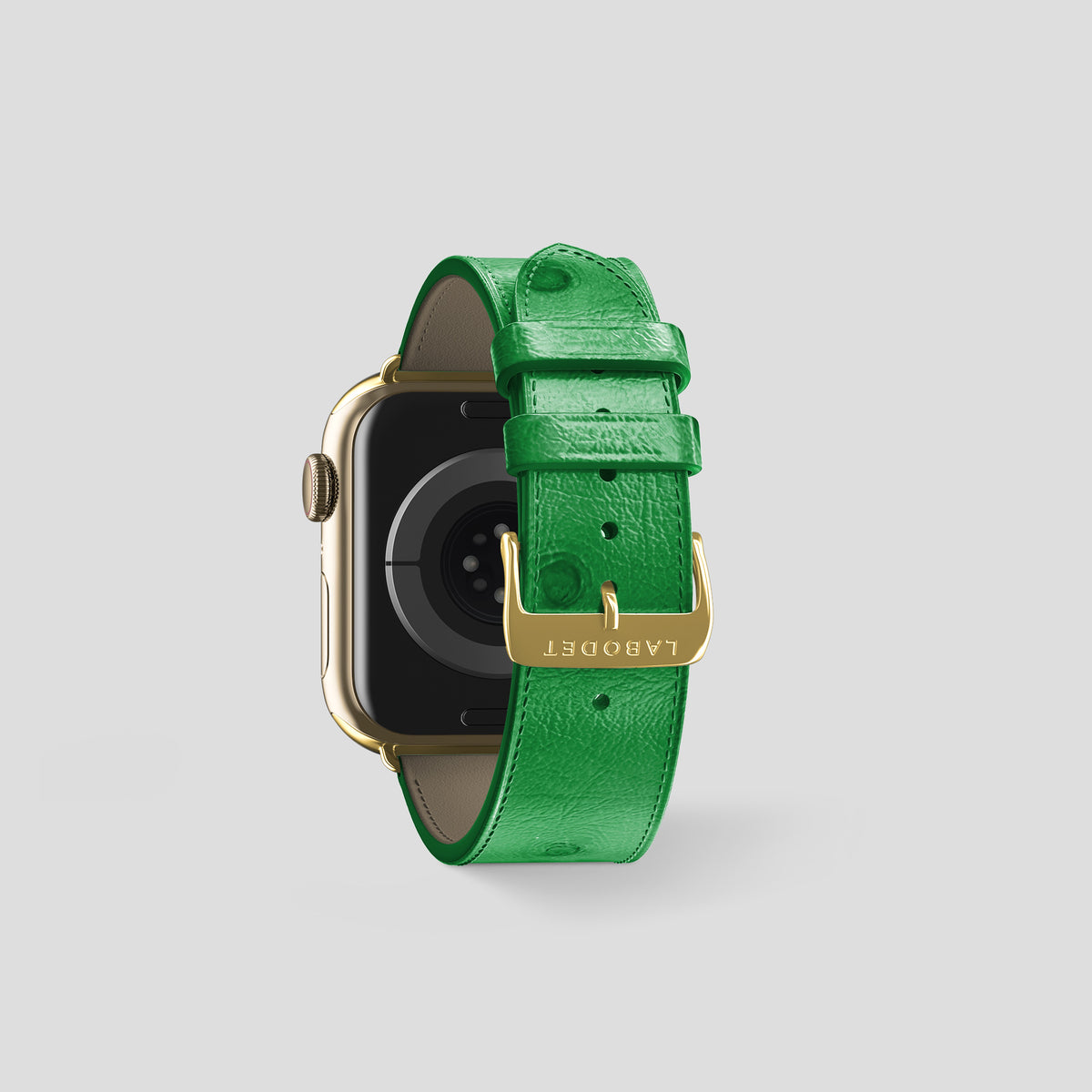 Kentucky Green Apple Watch 42mm Classic Strap Ostrich with Gold Metal -2 | Kentucky-Green-Gold