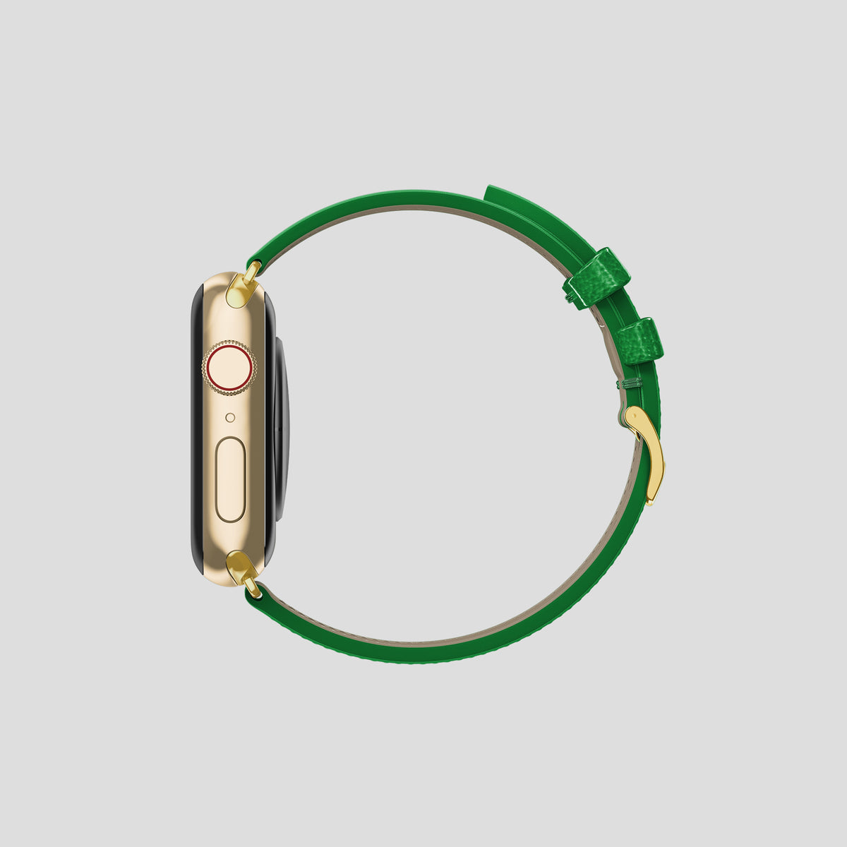 Kentucky Green Apple Watch 42mm Classic Strap Ostrich with Gold Metal -4 | Kentucky-Green-Gold