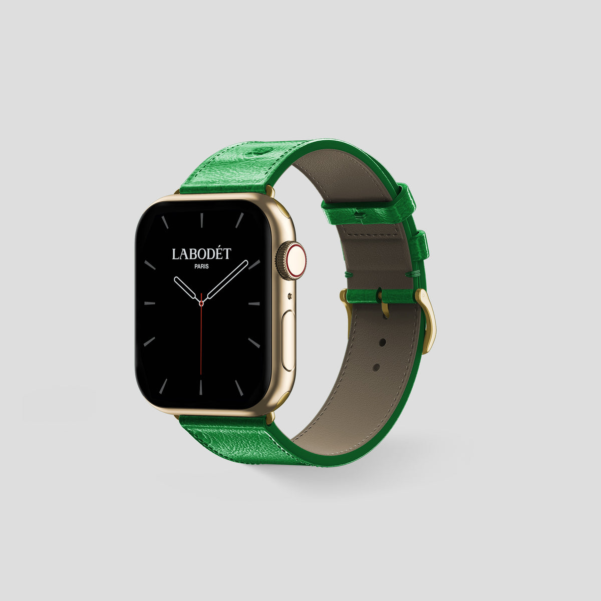 Kentucky Green Apple Watch 42mm Classic Strap Ostrich with Gold Metal -6 | Kentucky-Green-Gold