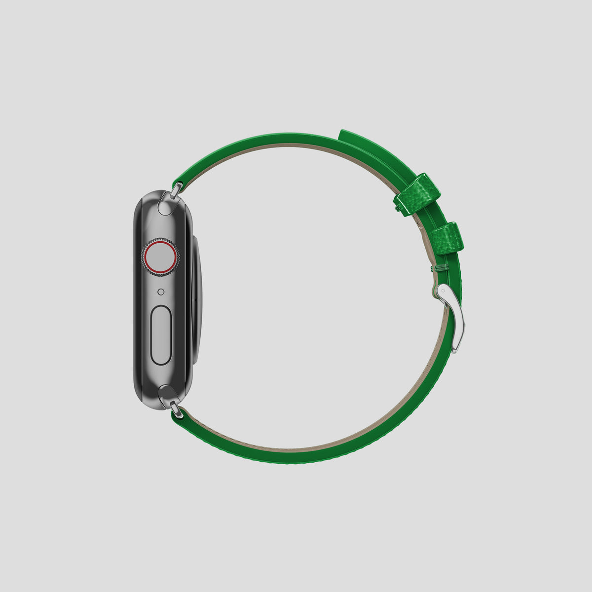 Kentucky Green Apple Watch 42mm Classic Strap Ostrich with Steel Metal -4 | Kentucky-Green-Steel