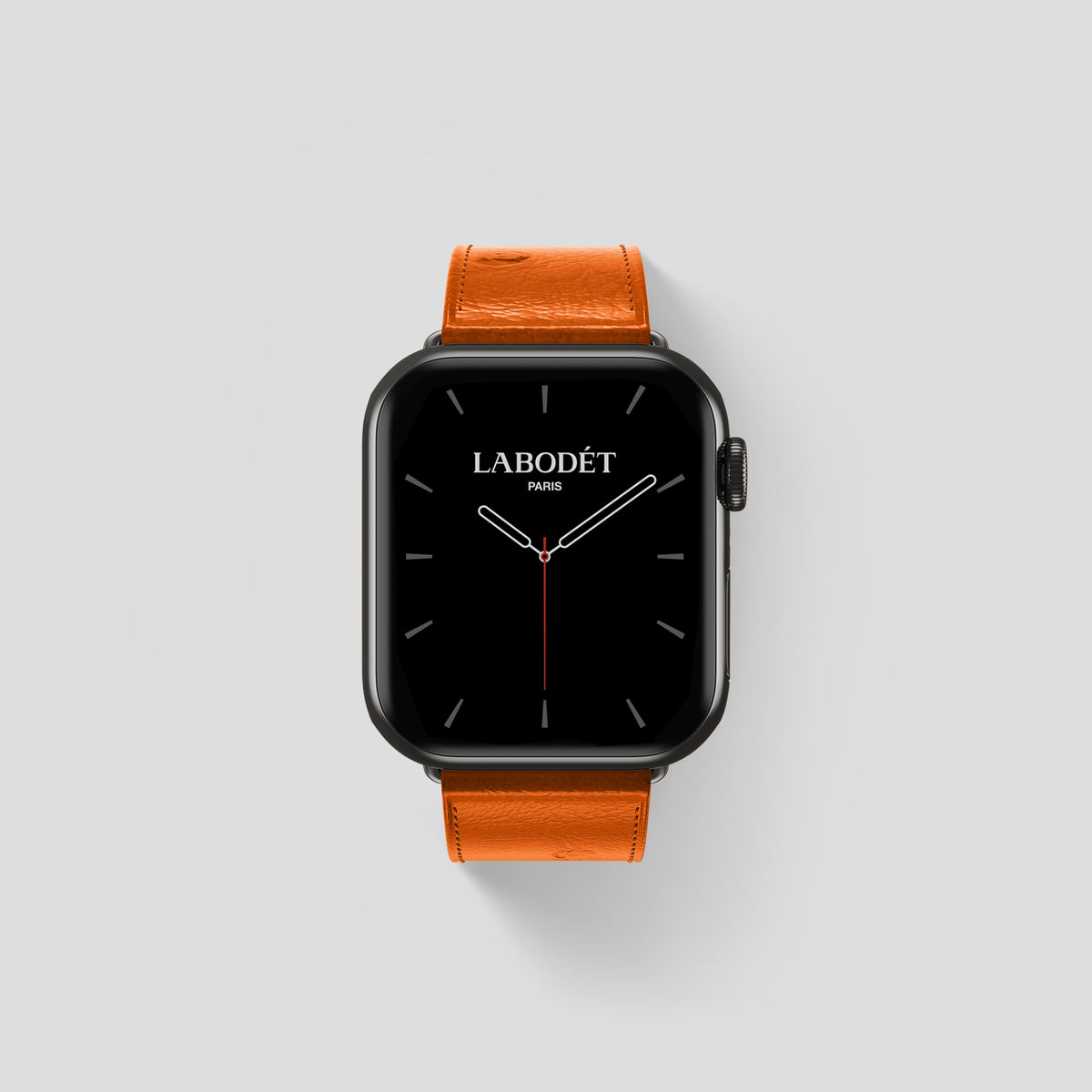 Medium-Brown Apple Watch 42mm Classic Strap Ostrich with Black Metal -1 | Medium-Brown-Black