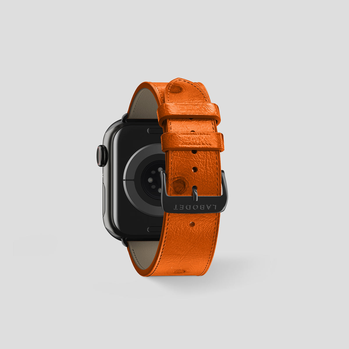 Medium-Brown Apple Watch 42mm Classic Strap Ostrich with Black Metal -2 | Medium-Brown-Black