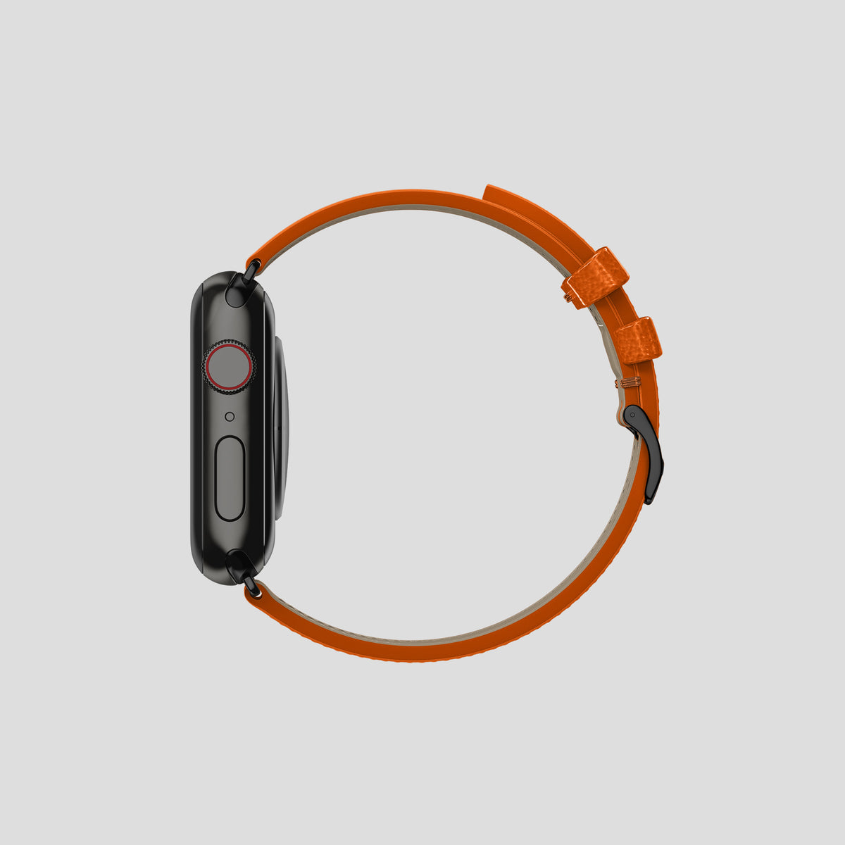 Medium-Brown Apple Watch 42mm Classic Strap Ostrich with Black Metal -4 | Medium-Brown-Black