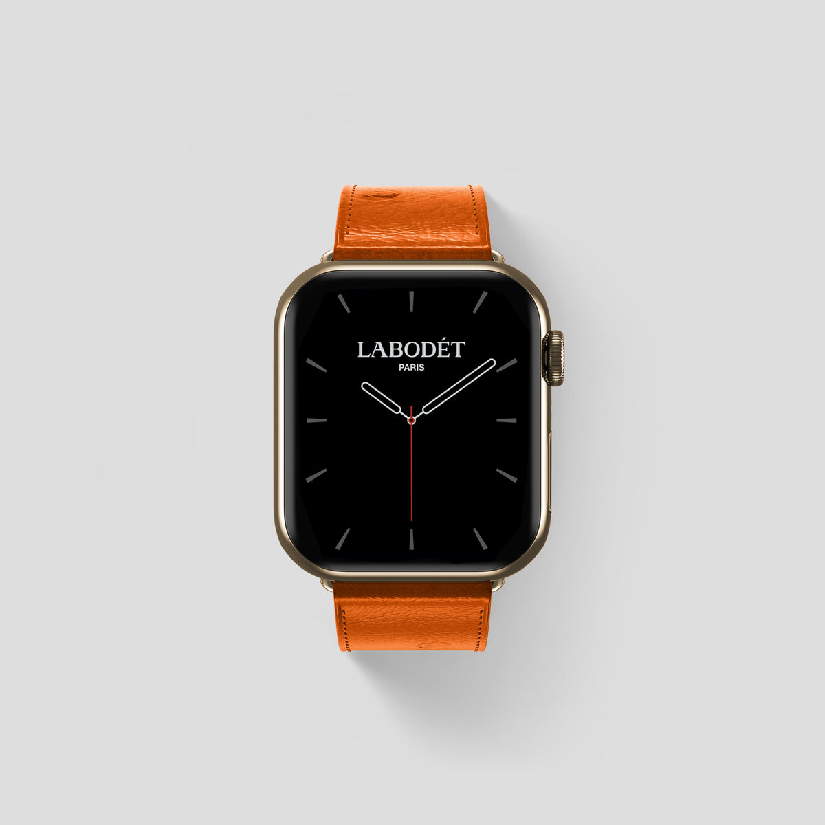 Medium-Brown Apple Watch 42mm Classic Strap Ostrich with Gold Metal -1 | Medium-Brown-Gold