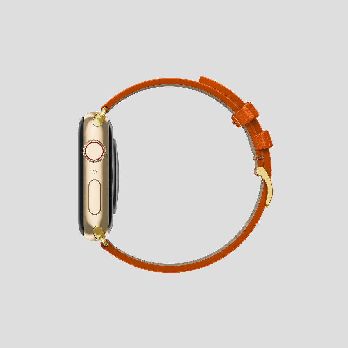 Medium-Brown Apple Watch 42mm Classic Strap Ostrich with Gold Metal -4 | Medium-Brown-Gold