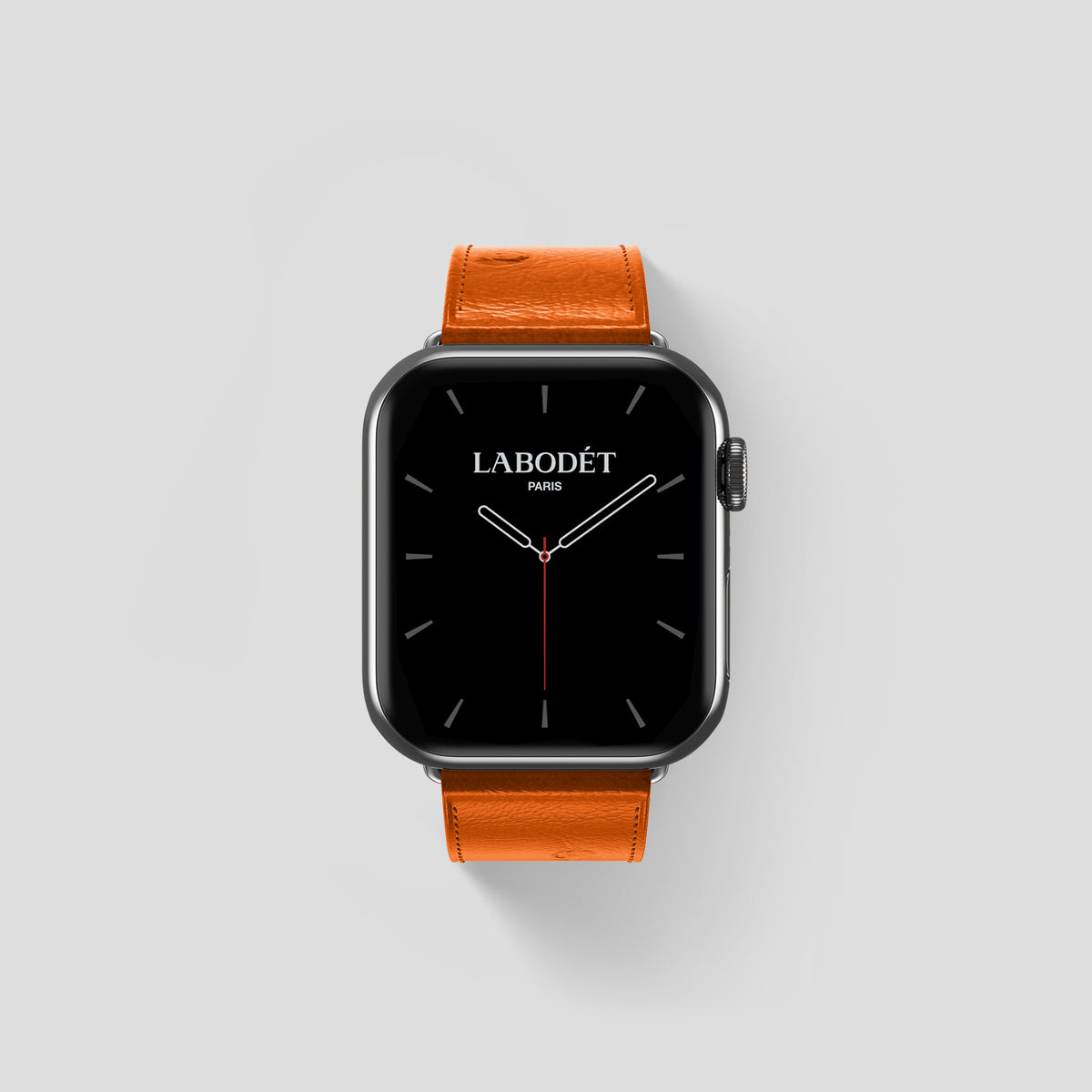 Medium-Brown Apple Watch 42mm Classic Strap Ostrich with Steel Metal -1 | Medium-Brown-Steel
