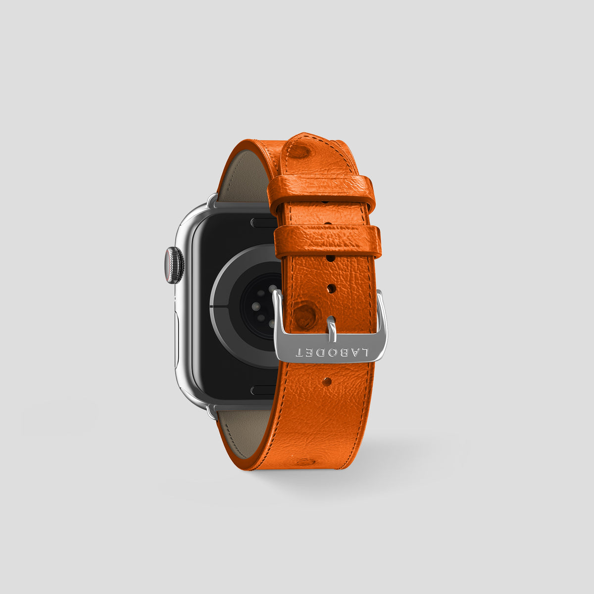 Medium-Brown Apple Watch 42mm Classic Strap Ostrich with Steel Metal -2 | Medium-Brown-Steel