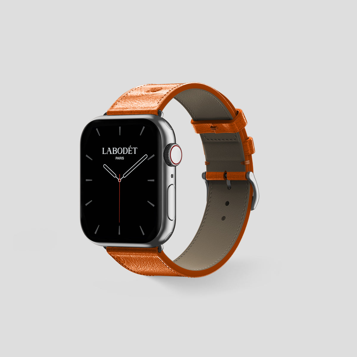 Medium-Brown Apple Watch 42mm Classic Strap Ostrich with Steel Metal -6 | Medium-Brown-Steel