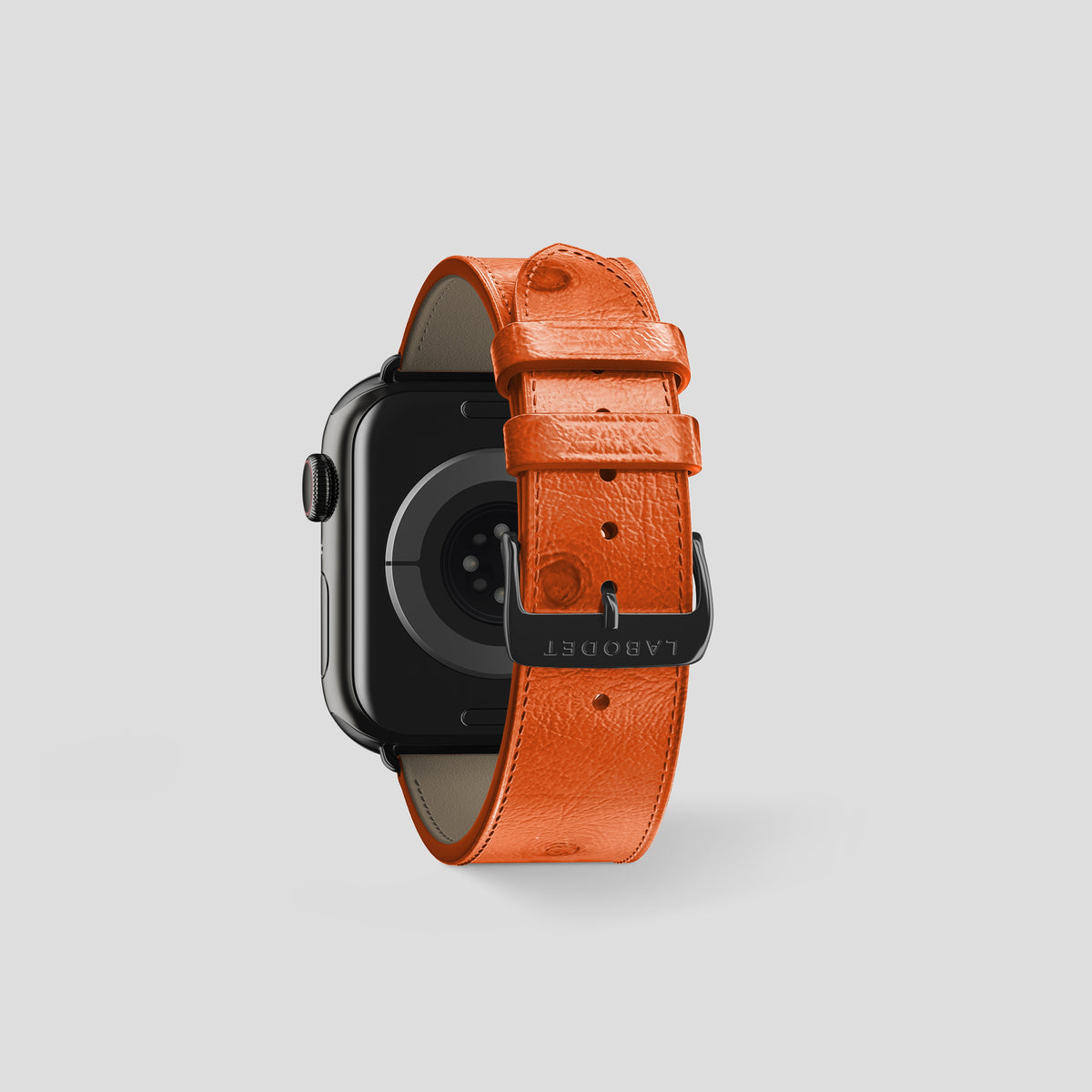 Orange Apple Watch 42mm Classic Strap Ostrich with Black Metal -2 | Orange-Black