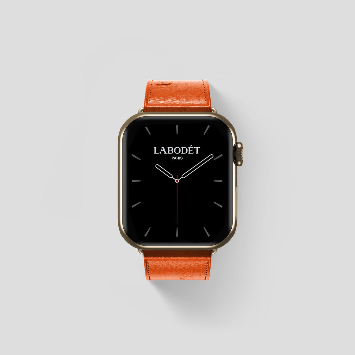 Orange Apple Watch 42mm Classic Strap Ostrich with Gold Metal -1 | Orange-Gold