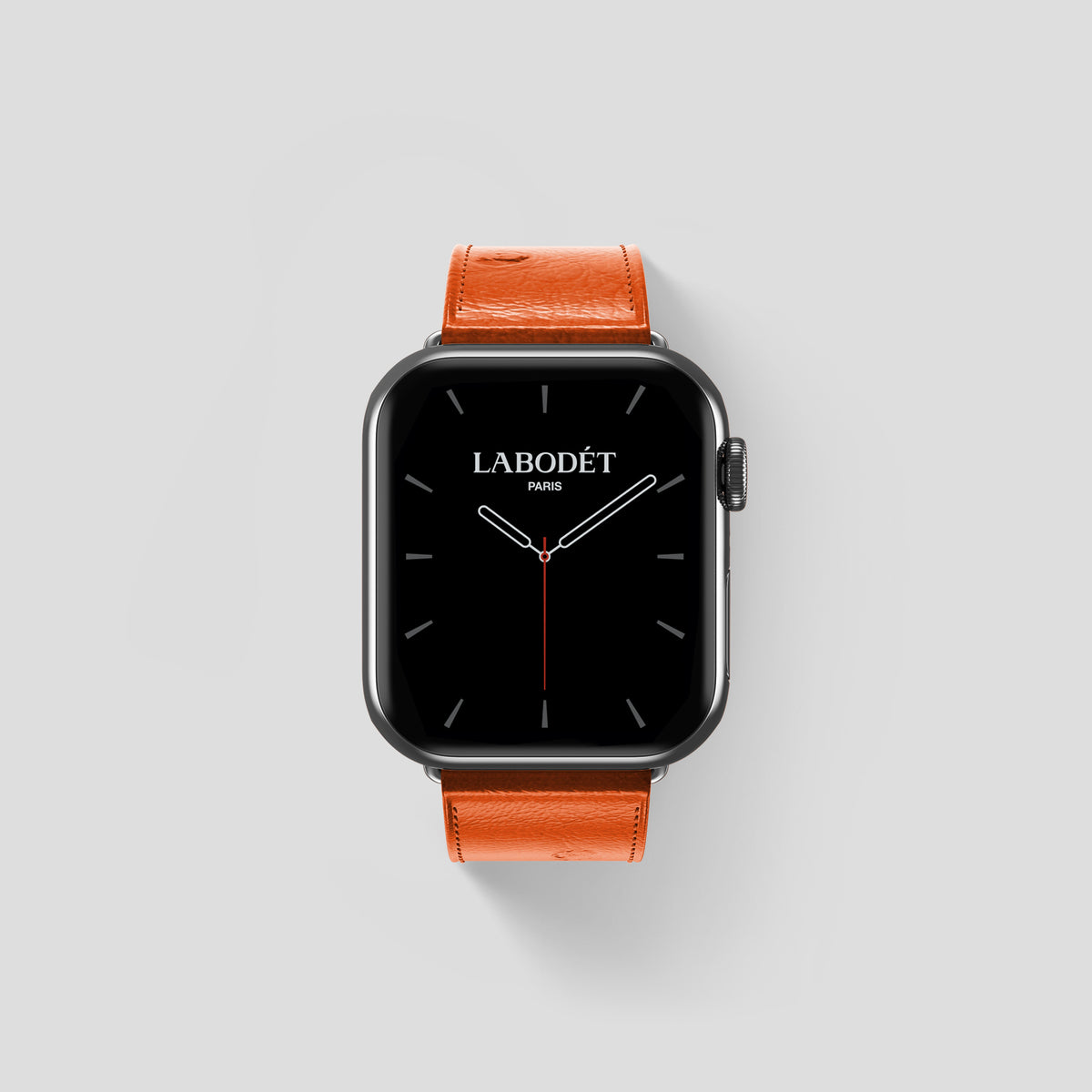 Orange Apple Watch 42mm Classic Strap Ostrich with Steel Metal -1 | Orange-Steel
