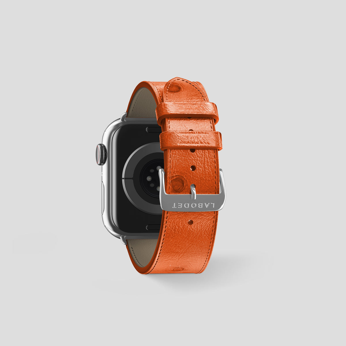 Orange Apple Watch 42mm Classic Strap Ostrich with Steel Metal -2 | Orange-Steel