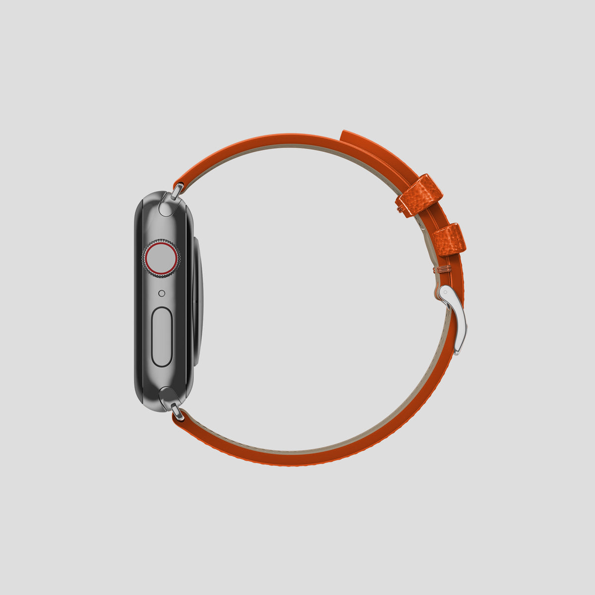 Orange Apple Watch 42mm Classic Strap Ostrich with Steel Metal -4 | Orange-Steel
