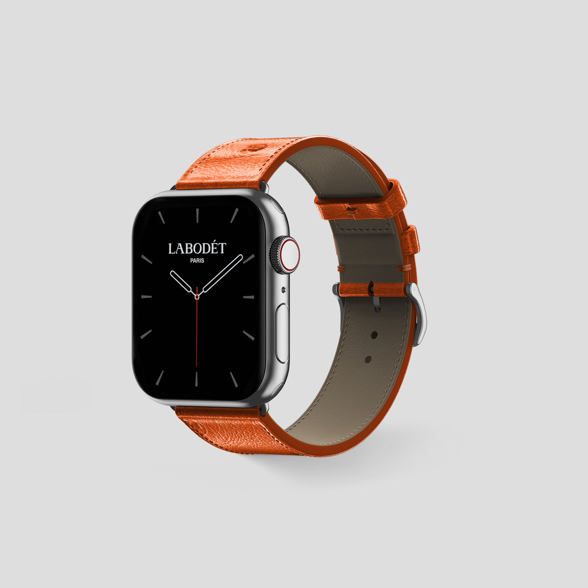 Orange Apple Watch 42mm Classic Strap Ostrich with Steel Metal -6 | Orange-Steel