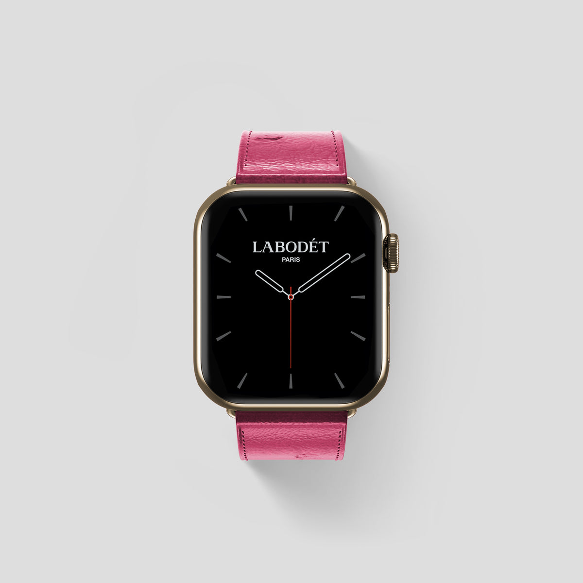 Pink Apple Watch 42mm Classic Strap Ostrich with Gold Metal -1 | Pink-Gold