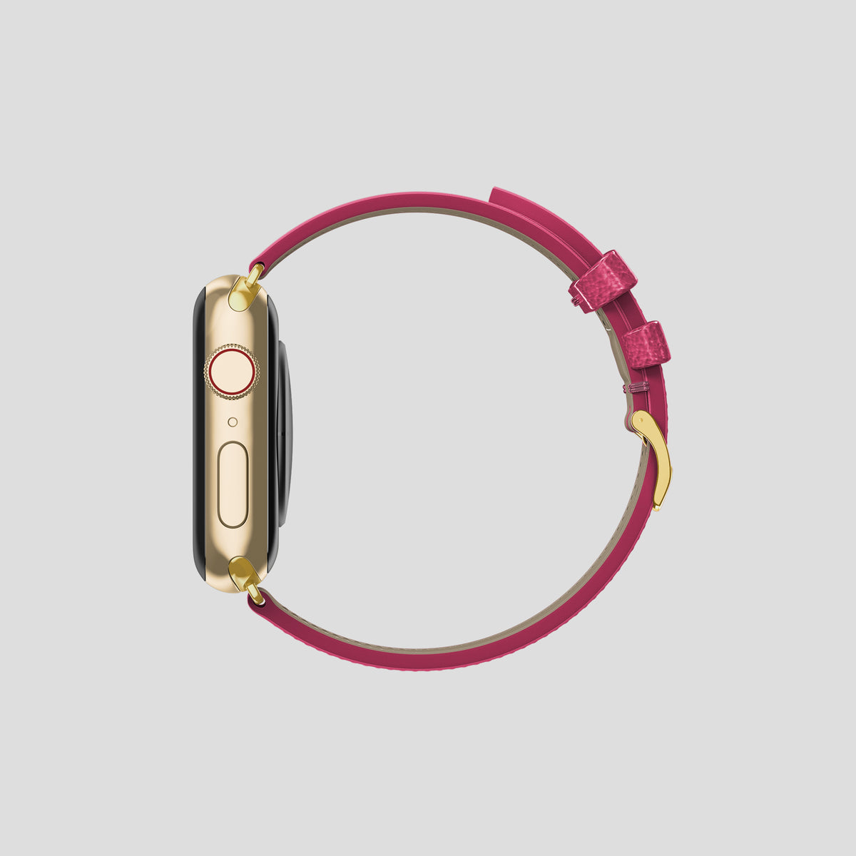 Pink Apple Watch 42mm Classic Strap Ostrich with Gold Metal -4 | Pink-Gold