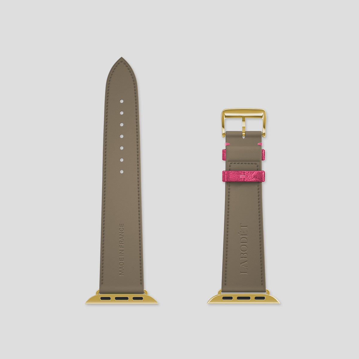 Pink Apple Watch 42mm Classic Strap Ostrich with Gold Metal -5 | Pink-Gold