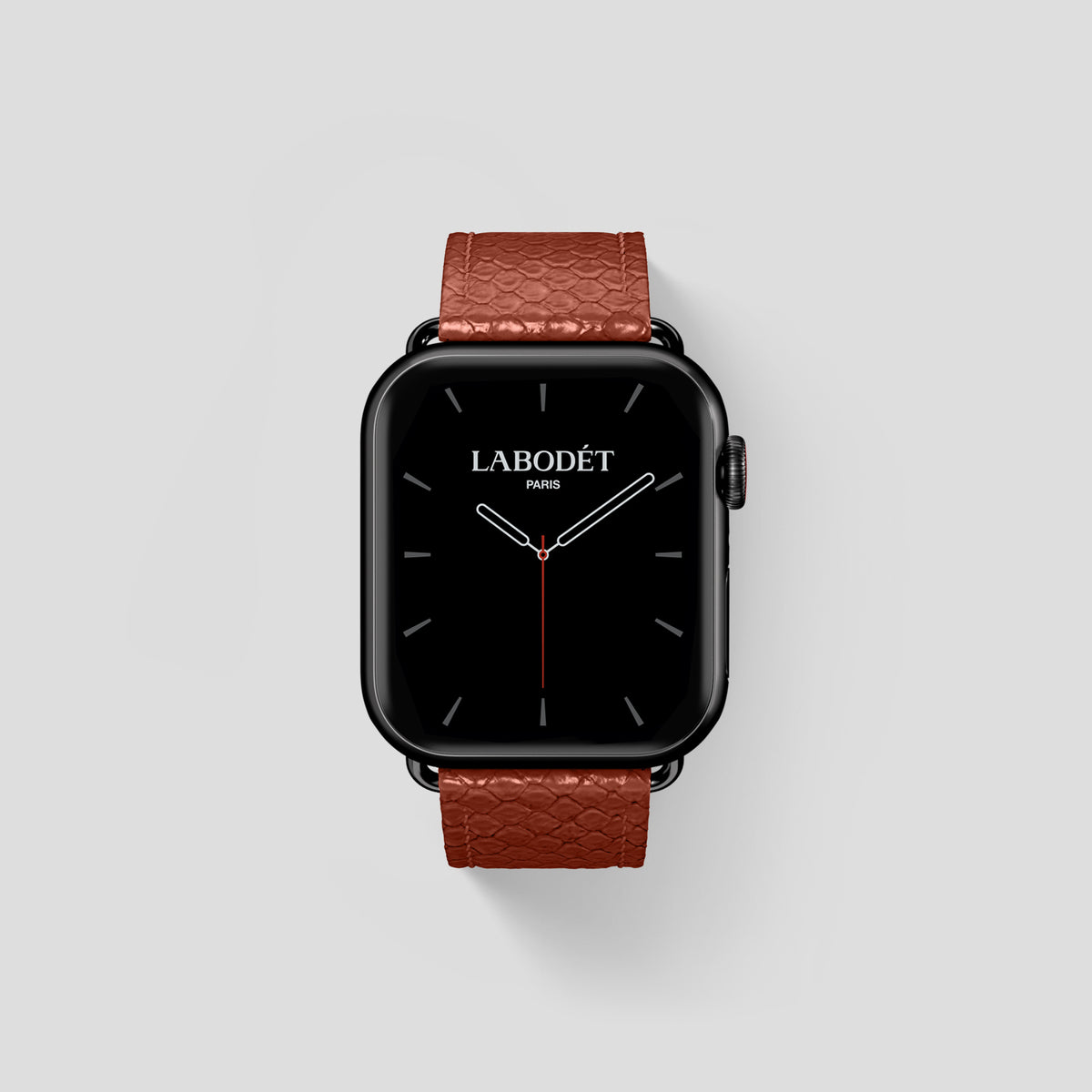 Medium-Brown Apple Watch 42mm Classic Strap In Python with Black Metal -1 | Medium-Brown-Black