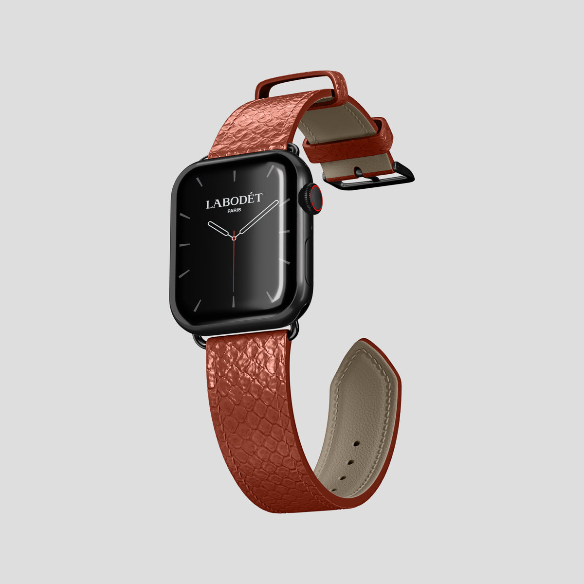Medium-Brown Apple Watch 42mm Classic Strap In Python with Black Metal -3 | Medium-Brown-Black