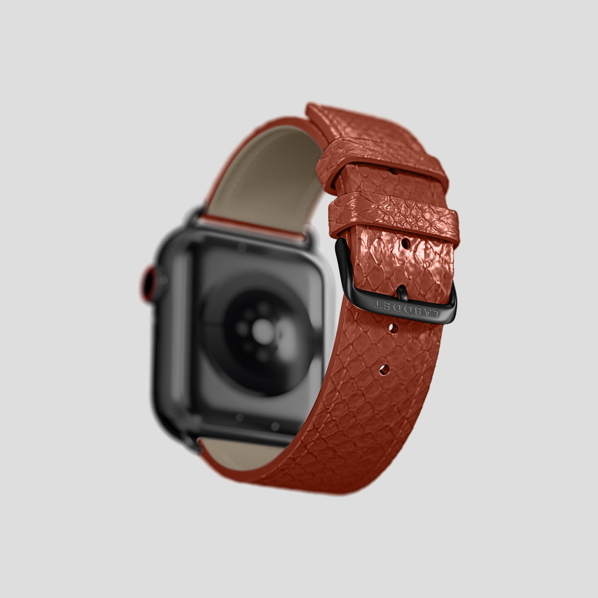 Medium-Brown Apple Watch 42mm Classic Strap In Python with Black Metal -5 | Medium-Brown-Black