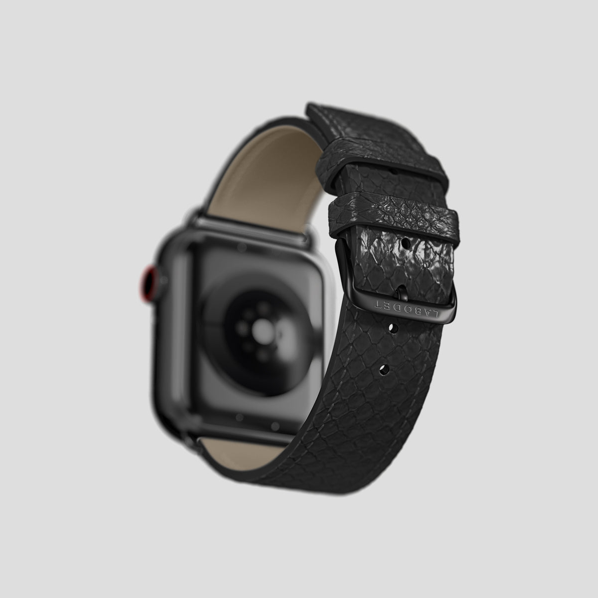Black Apple Watch 42mm Classic Strap In Python with Black Metal -5 | Black-Black
