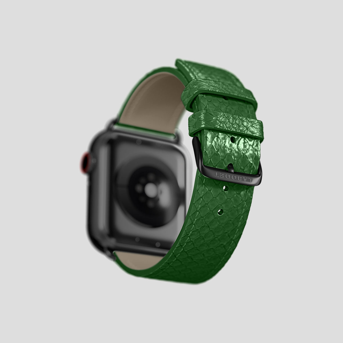 Green Apple Watch 42mm Classic Strap In Python with Black Metal -5 | Green-Black